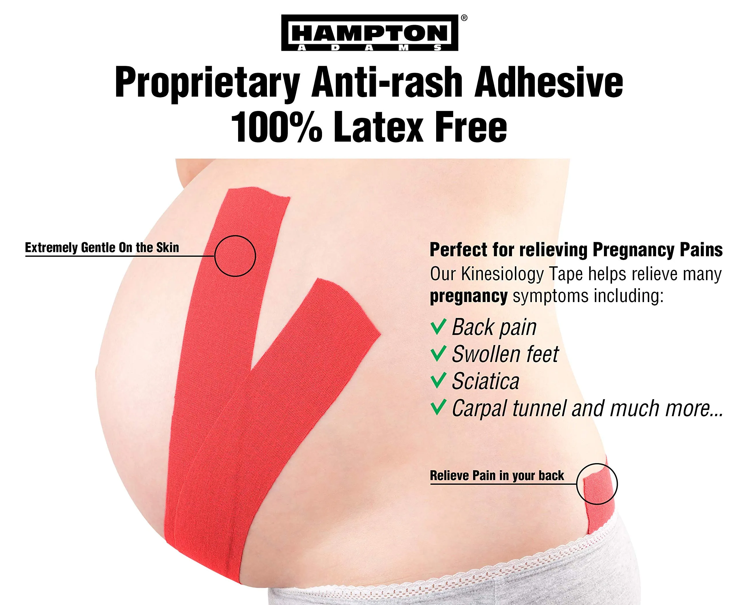(2 Pack) Kinesiology Tape for Physical Therapy Sports Athletes – Latex Free Elastic, 16ft Water Resistant Kinetic Uncut Kinesiology Tape for Knee Pain, Elbow & Shoulder Muscle - Red 2 Count (Pack of 1)