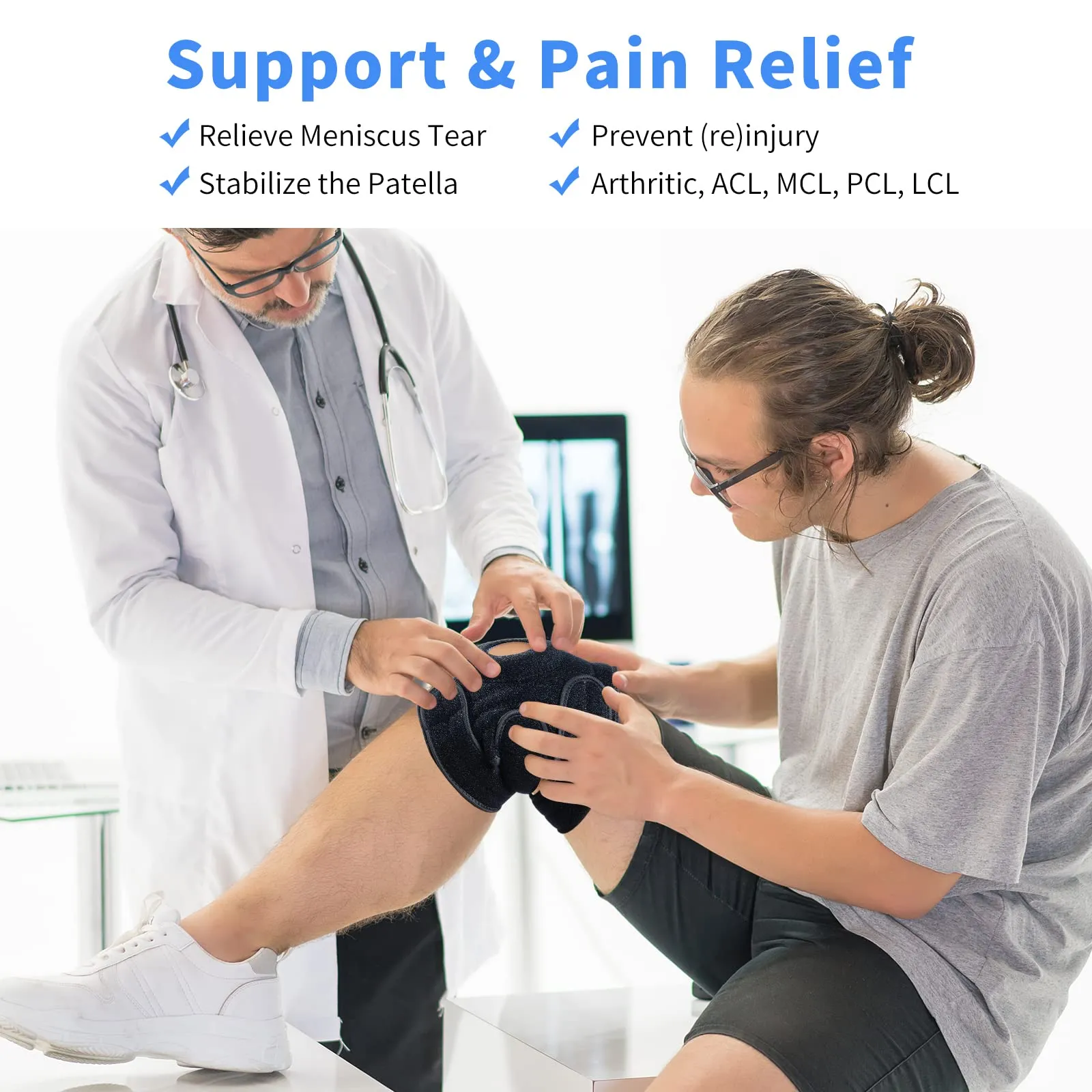 ABYON Plus Size Knee Braces for Meniscus Tears with Side Stabilizers for Men and Women Knee Pain,Relieves ACL, LCL, MCL Tendonitis, Arthritis Pain,or Joint Pain Relief.Non Slip Knee Support with Adjustable Straps XX-Large Black