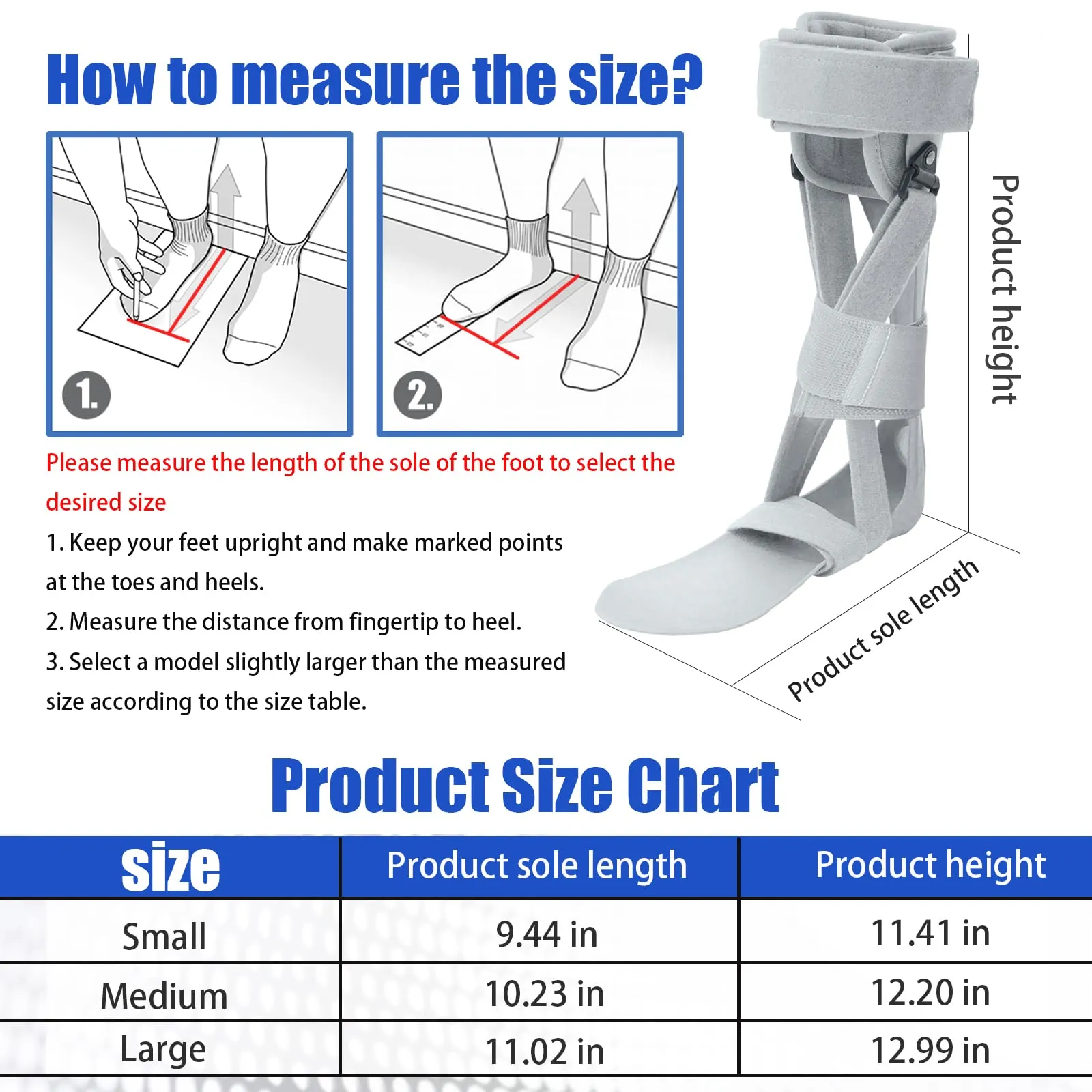 Afo Foot Drop Brace Splint Ankle Foot Orthosis Walking with Shoes or Sleeping for Stroke Hemiplegia（Medium-Left）… Medium-Left