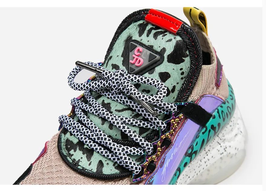BELLALILY COLOR BLOCK LEOPARD PRINT CHUNKY TRAINERS
