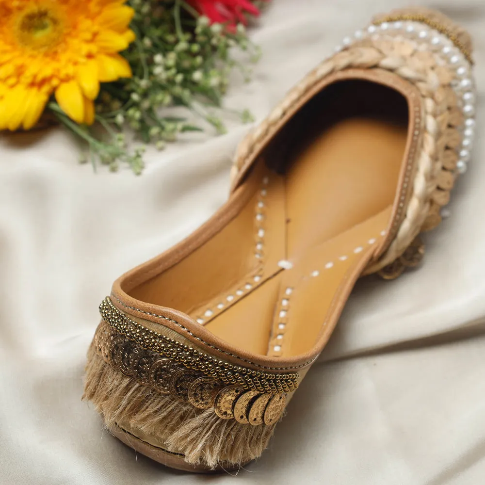 Boho Jute Handstitched Embroidered Jutti