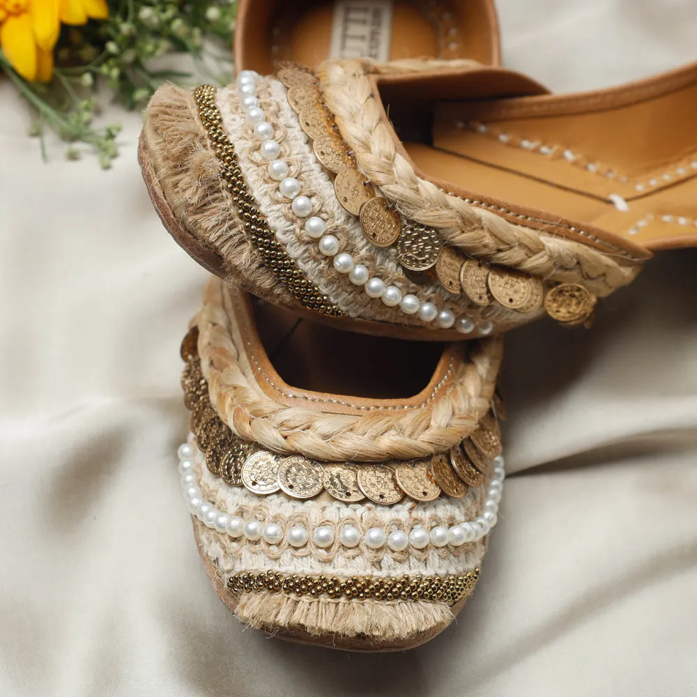 Boho Jute Handstitched Embroidered Jutti