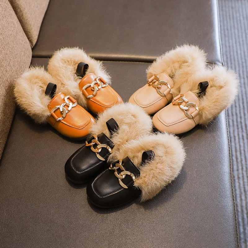 Brand Autumn Winter Girls Shoes Warm Cotton Plush