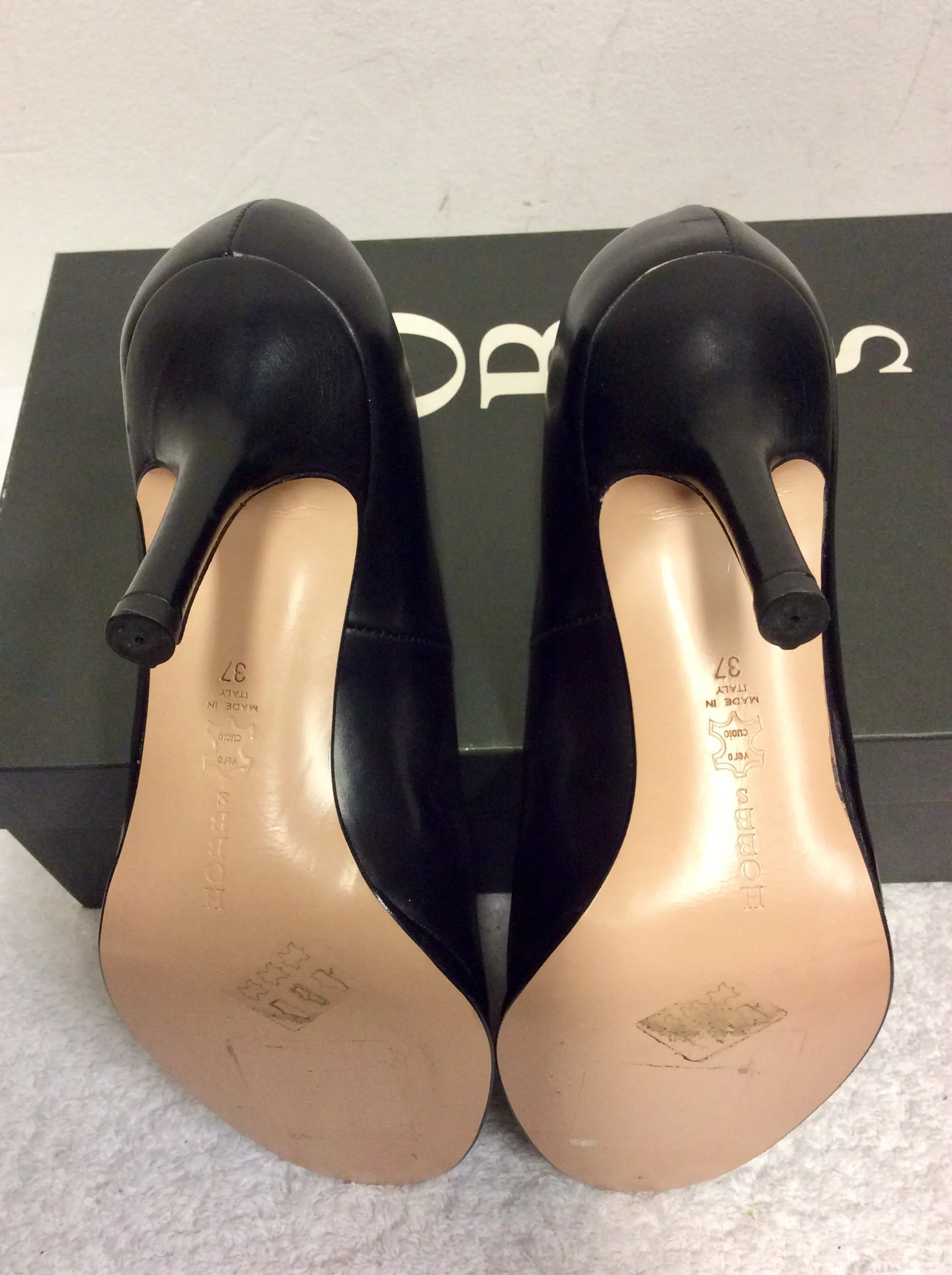 BRAND NEW HOBBS BLACK LEATHER VITELLINO COURT SHOES SIZE 4/37