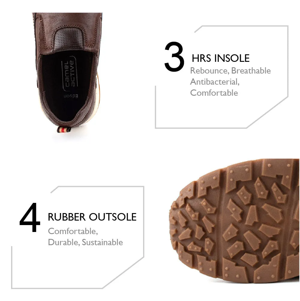 camel active Slip On Shoes With Stitch Detail Men Coffee EDSON 852324-SO1-33