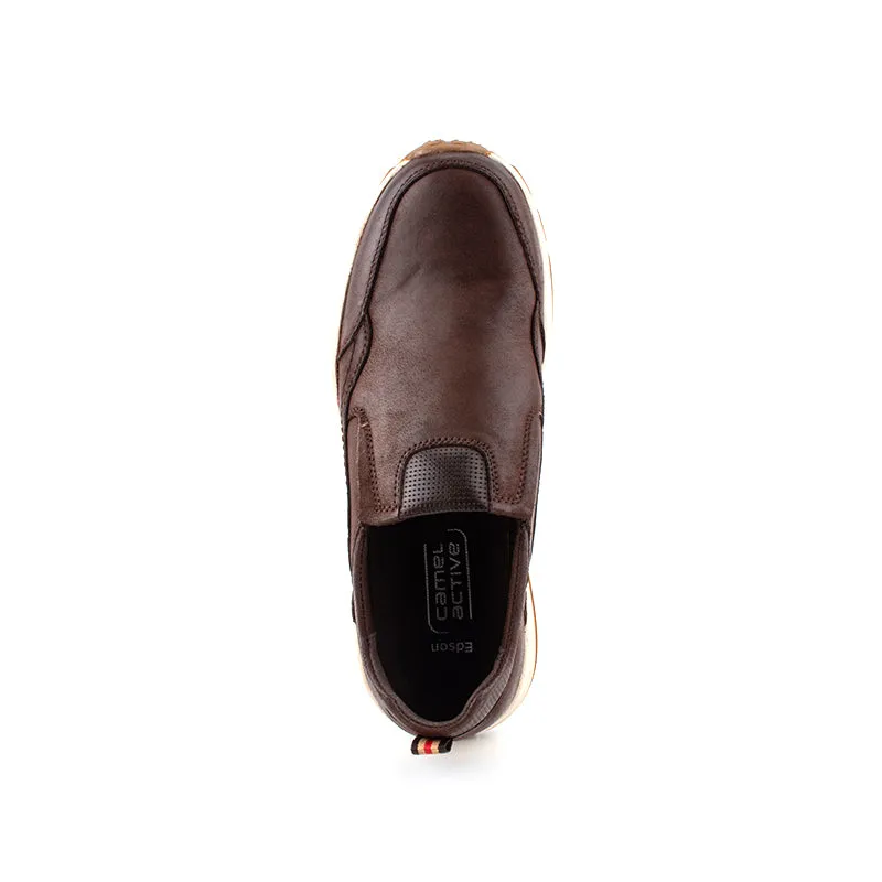 camel active Slip On Shoes With Stitch Detail Men Coffee EDSON 852324-SO1-33