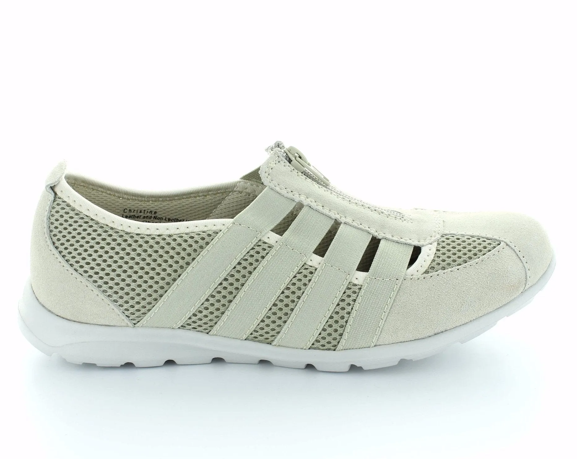CC Resorts Christine Bone Casual Walking Shoes With Elastic & Zip Upper