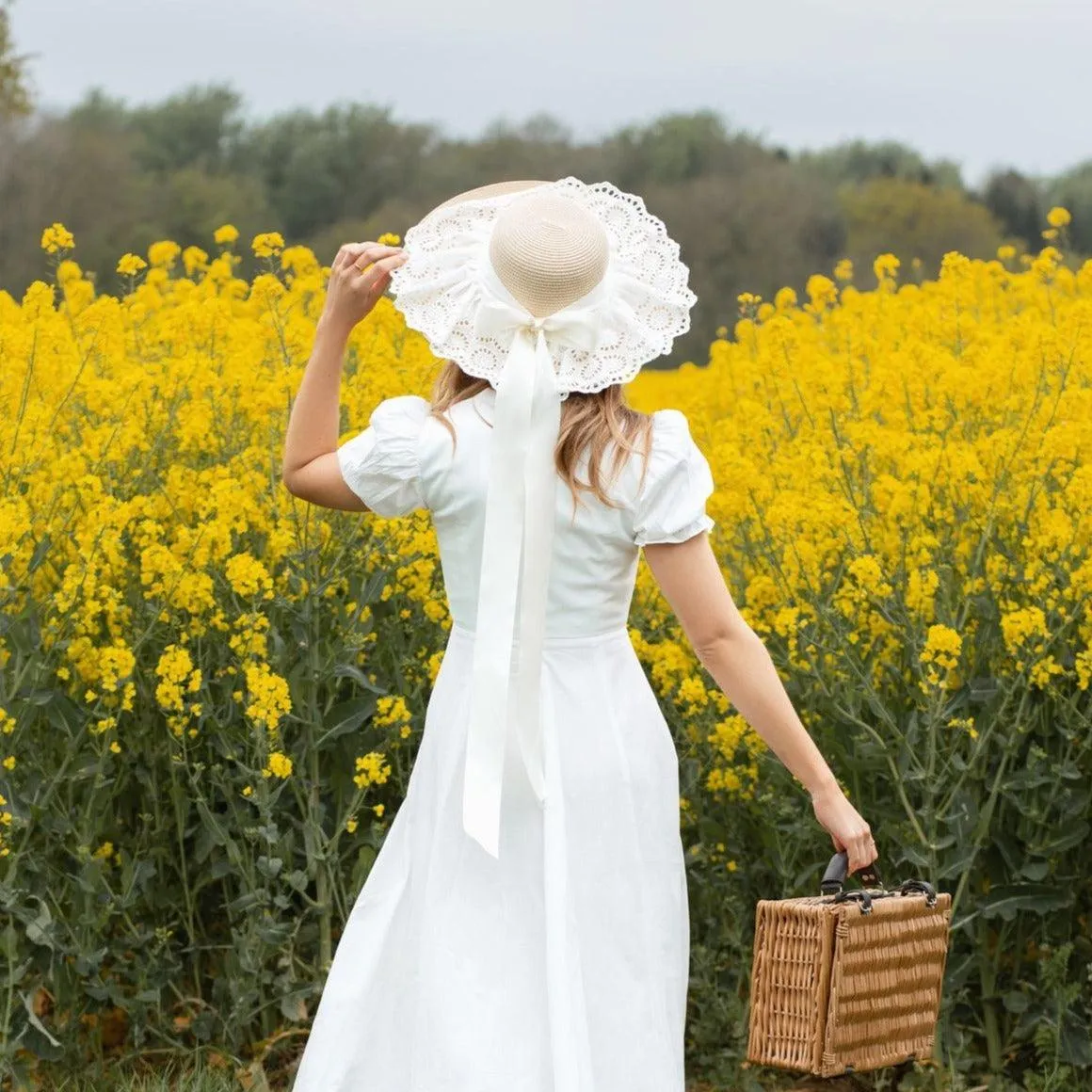 Daphne Broderie Anglaise Straw Hat