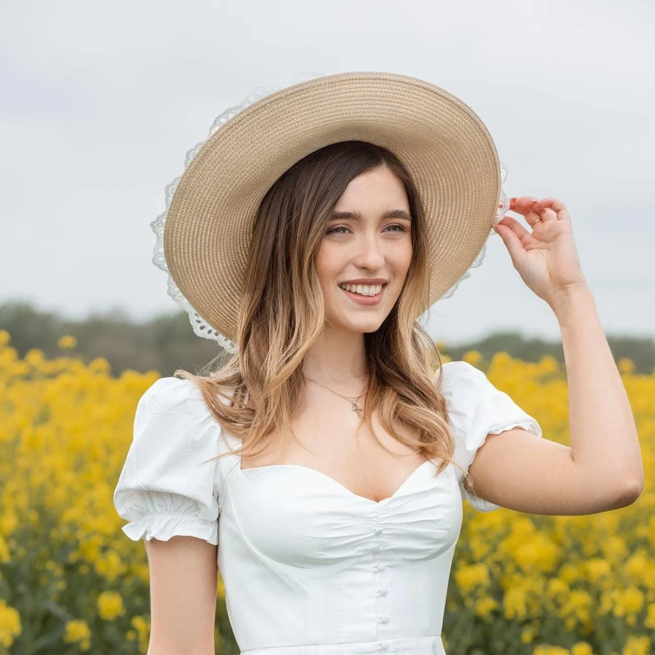 Daphne Broderie Anglaise Straw Hat