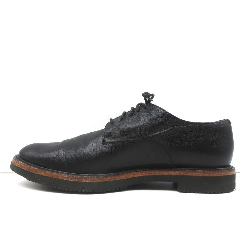 Dries Van Noten Lace-Up Oxfords Black Textured Leather Size 41 Derby Shoes