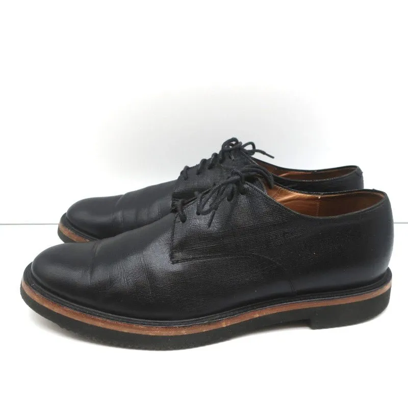 Dries Van Noten Lace-Up Oxfords Black Textured Leather Size 41 Derby Shoes