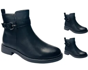 Flat Sole Faux Leather Ankle Boots