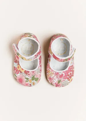 Florence Floral Mary Jane Pram Shoes in Pink (17-20EU)