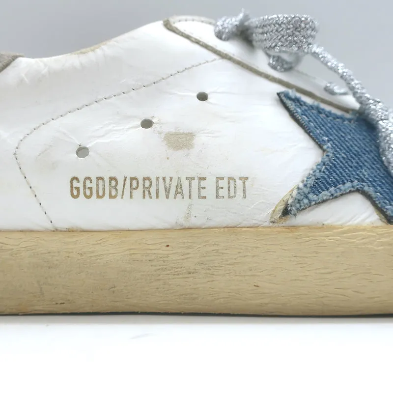 Golden Goose Superstar Denim Star Sneakers White Leather Size 38
