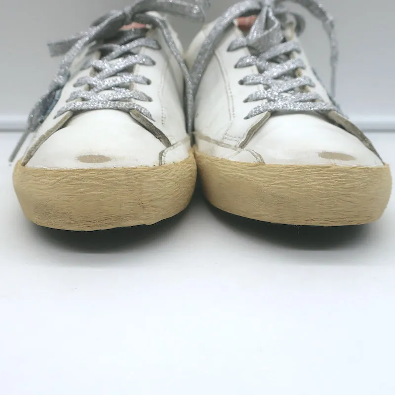 Golden Goose Superstar Denim Star Sneakers White Leather Size 38