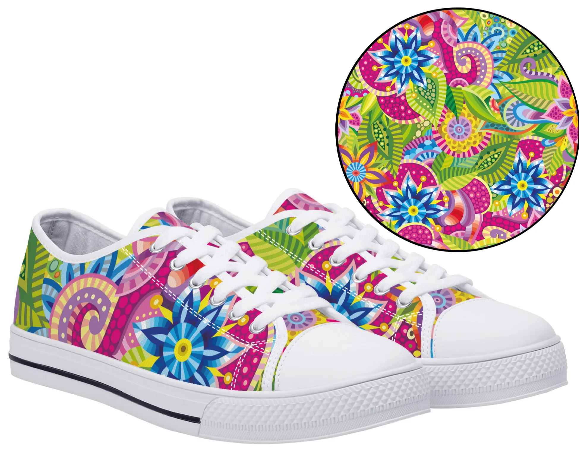 Hippie Summer Floral Canvas Sneakers