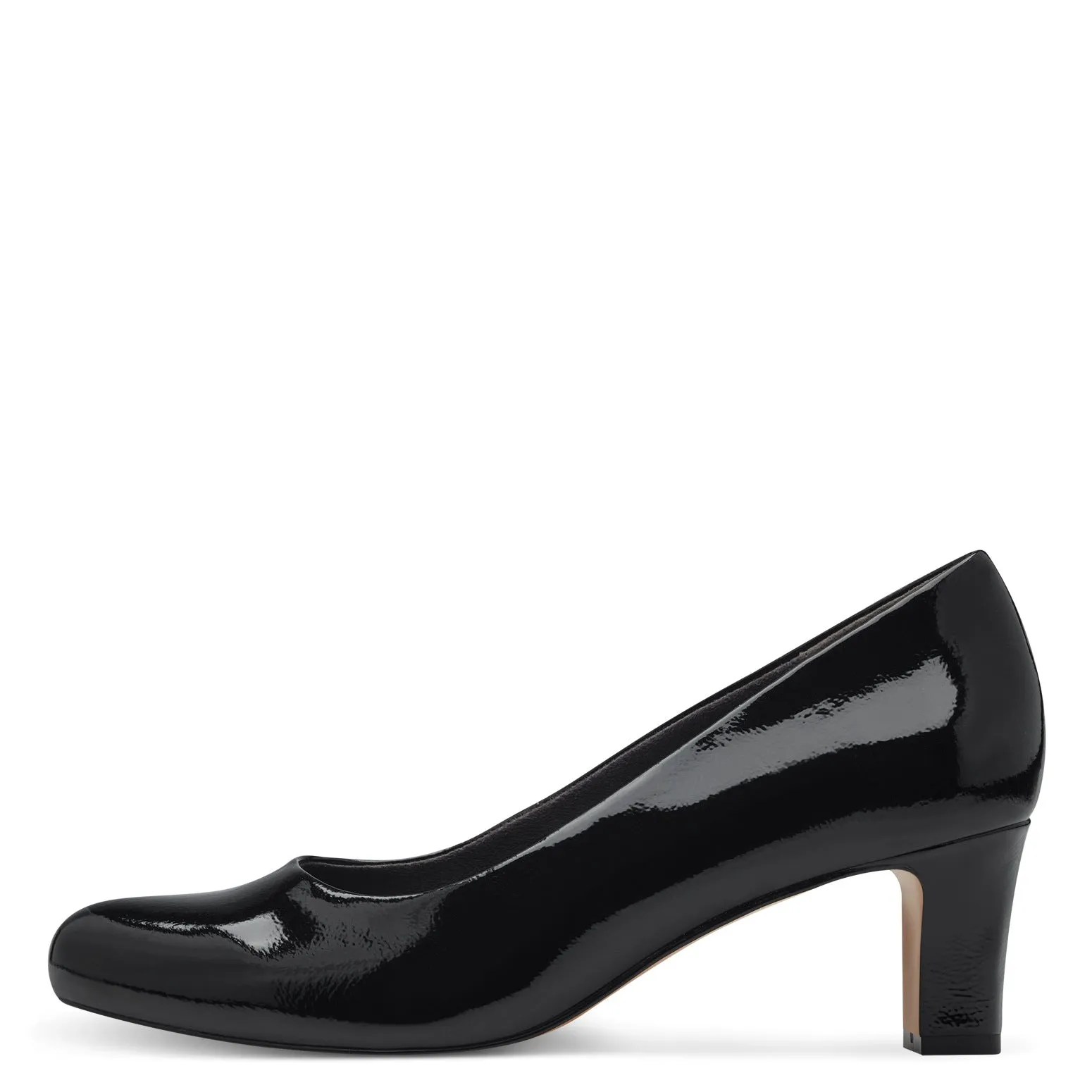 Jana 22472-41 BLACK  Patent Wide Fitting Court Shoe 22472-001