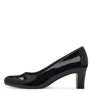 Jana 22472-41 BLACK  Patent Wide Fitting Court Shoe 22472-001