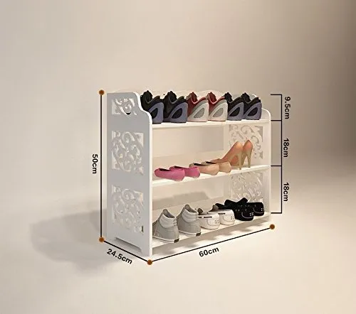 JERRY & MAGGIE - 3 Tier WPC Shoe Rack/Shoe Storage Stackable Shelves Free Standing Shoe Racks - Wide | White