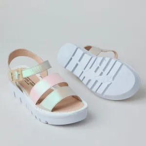 Jose Saenz Pink and Gold Leather Sandals