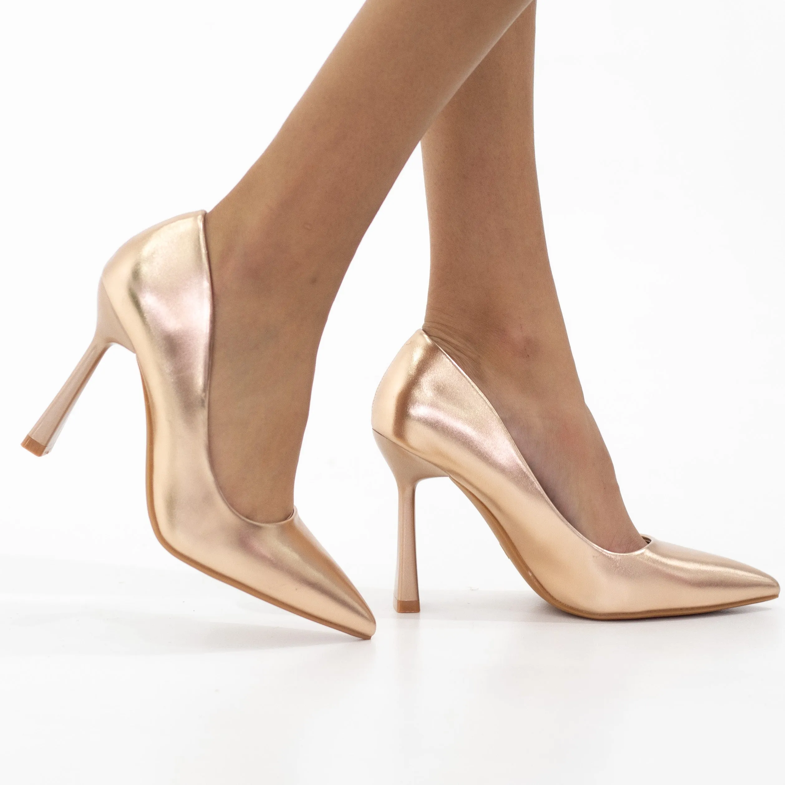 June 10cm sleek stiletto heel court shoes rose gold