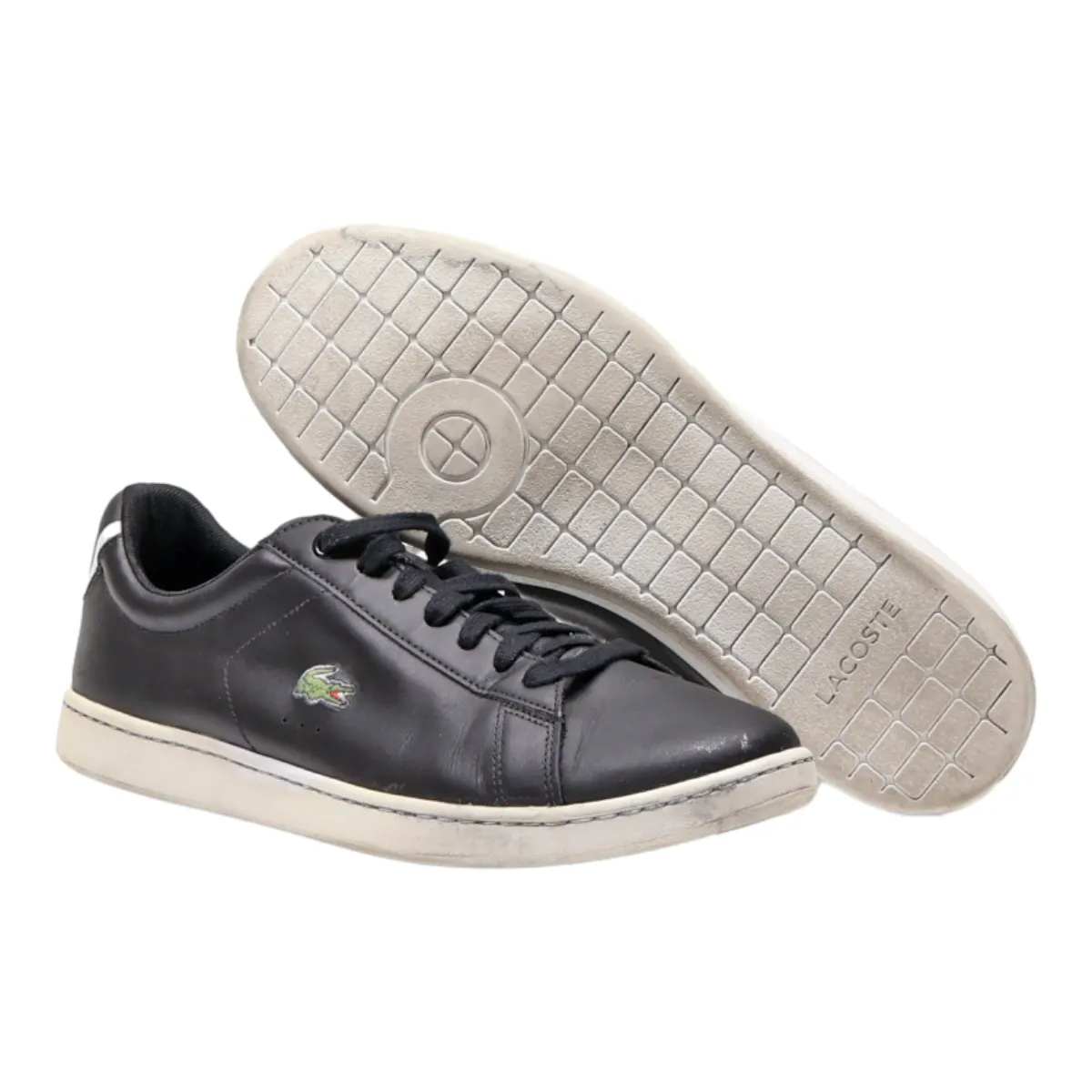 LACOSTE Sneaker Trainers Black Leather Mens UK 9.5