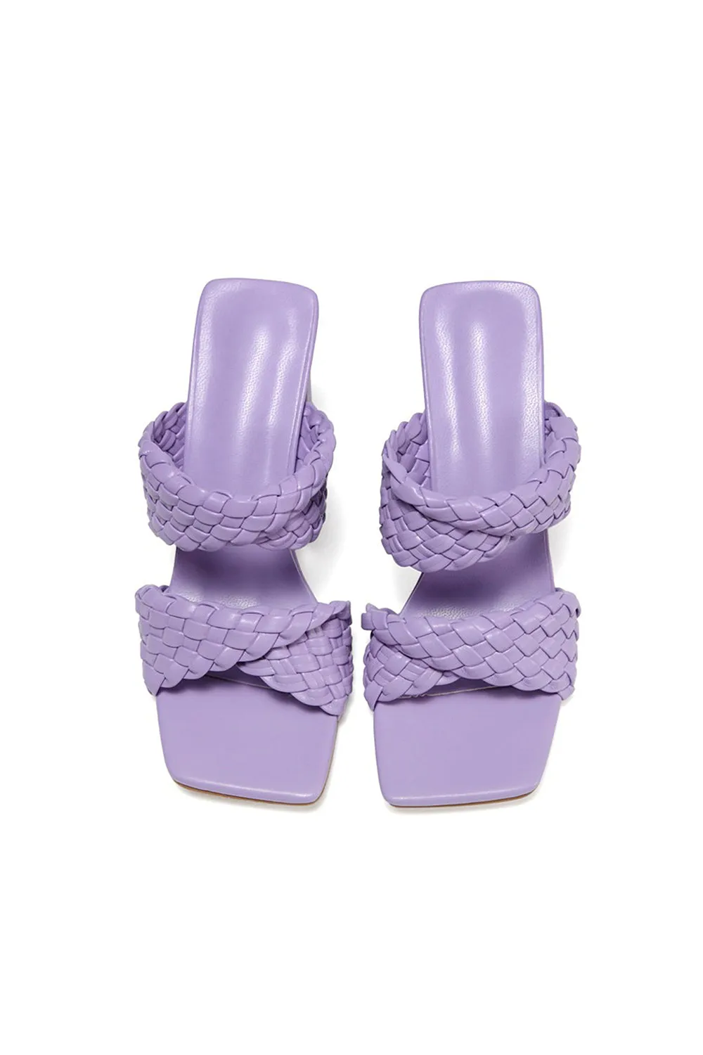 Lavender High Heels Woven Chunky Sandals