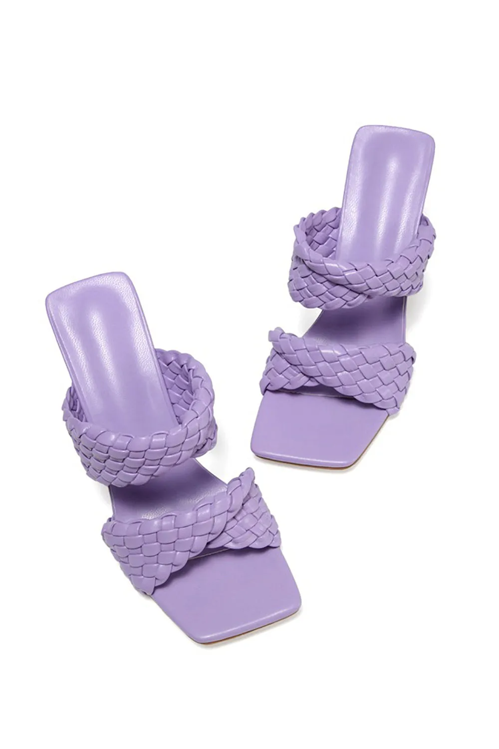 Lavender High Heels Woven Chunky Sandals
