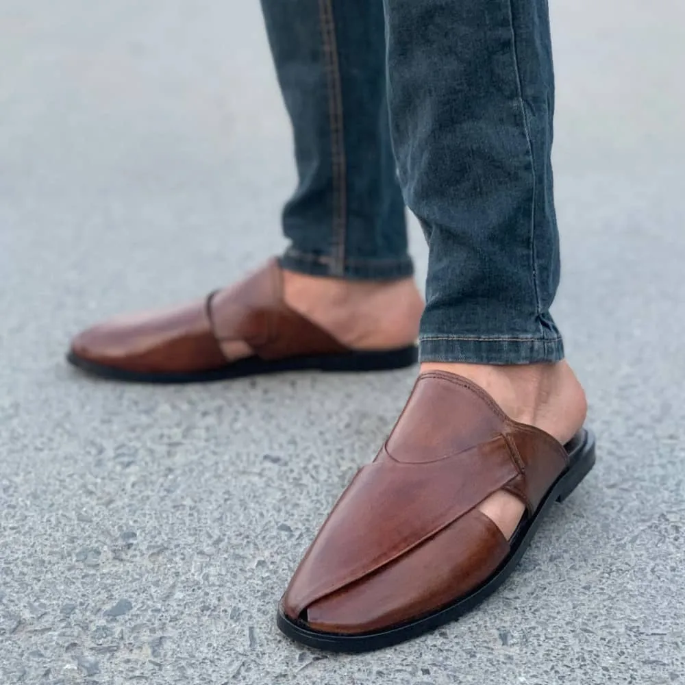 LS Pure Leather Handmade Halfcut Peshawari Mustard- 687