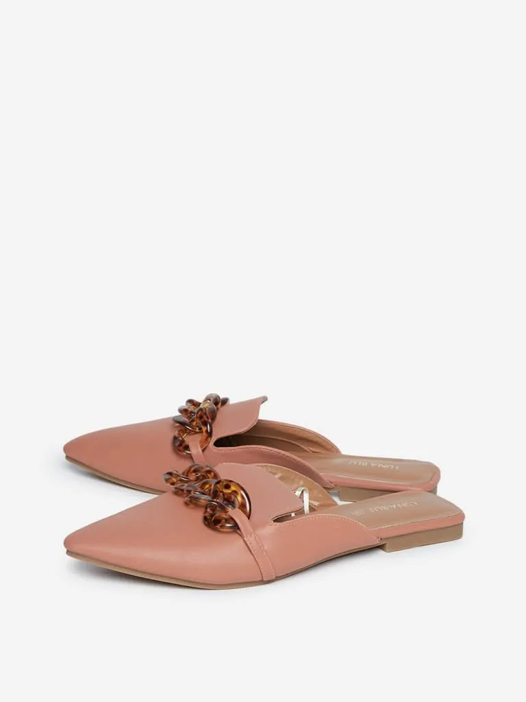 LUNA BLU Brown Chain Pattern Mules