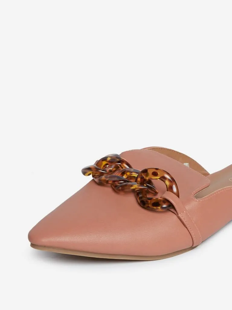 LUNA BLU Brown Chain Pattern Mules