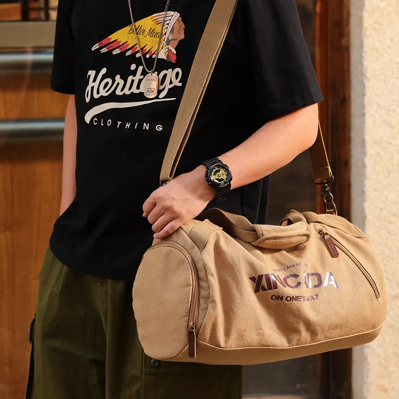 Male Large Capacity Canvas Travel Bags Men Fitness Sports Training Handbag With Shoes Pocket Black K