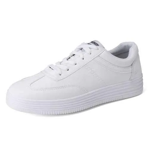 Men Pure Color Lace Up Casual Trainers