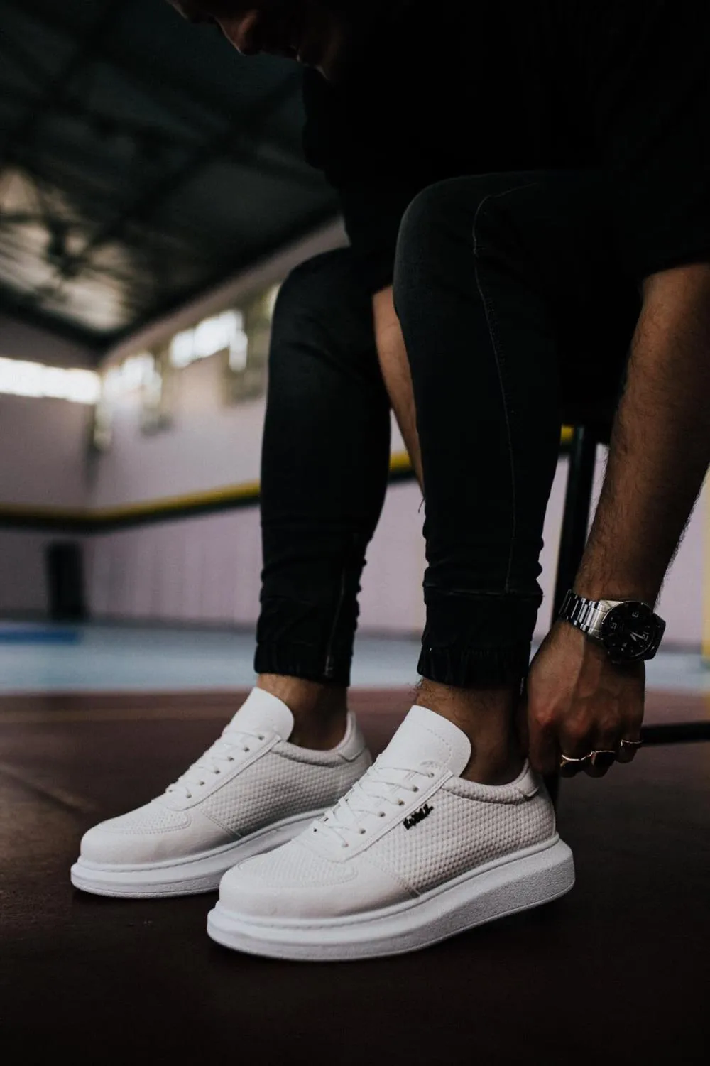 Men's White High Sole Casual Sneaker Sports Shoes