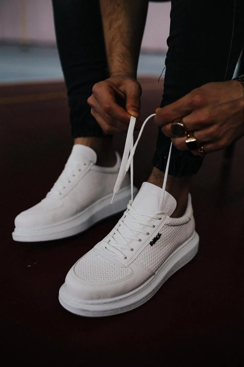 Men's White High Sole Casual Sneaker Sports Shoes