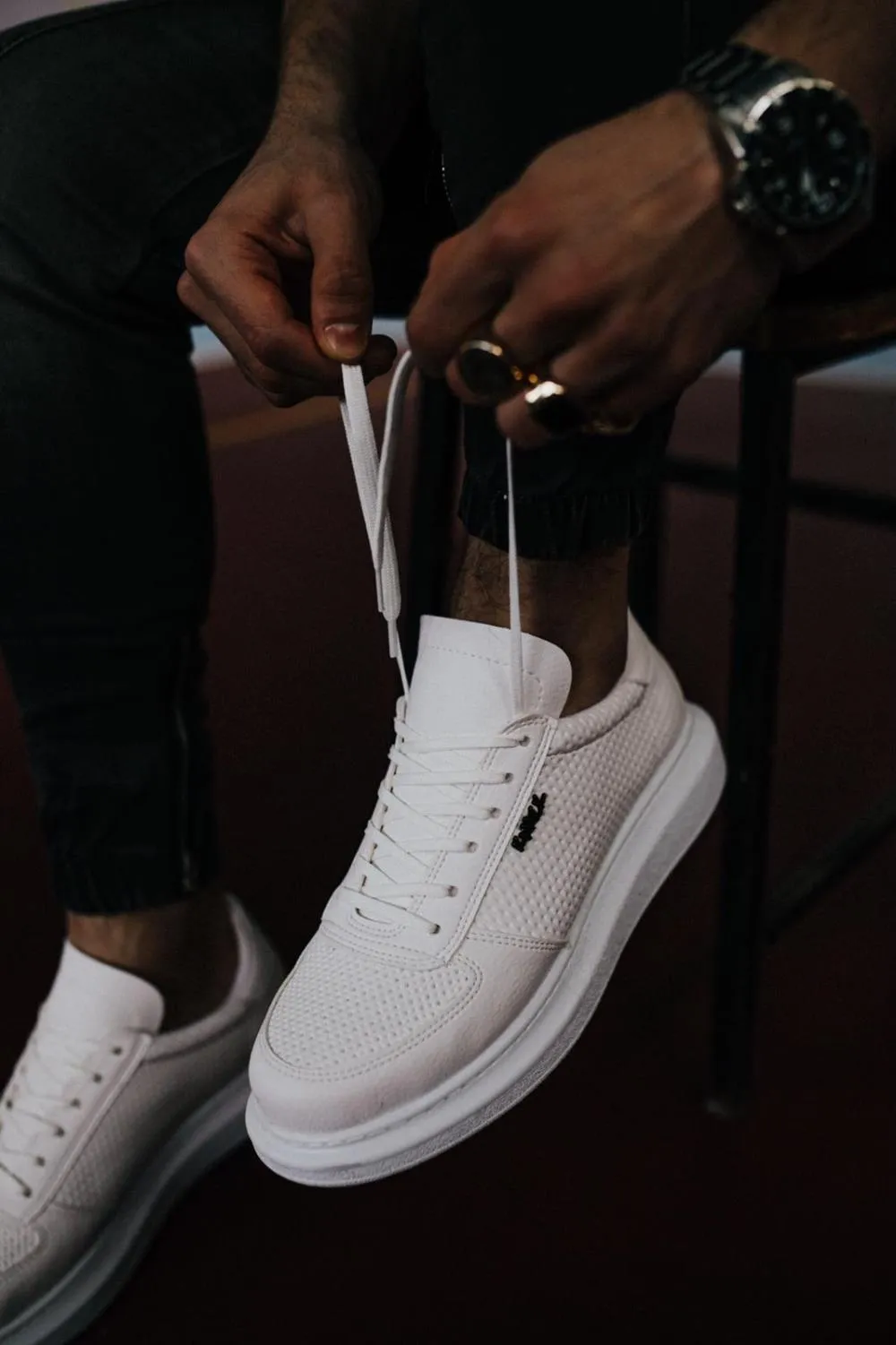 Men's White High Sole Casual Sneaker Sports Shoes