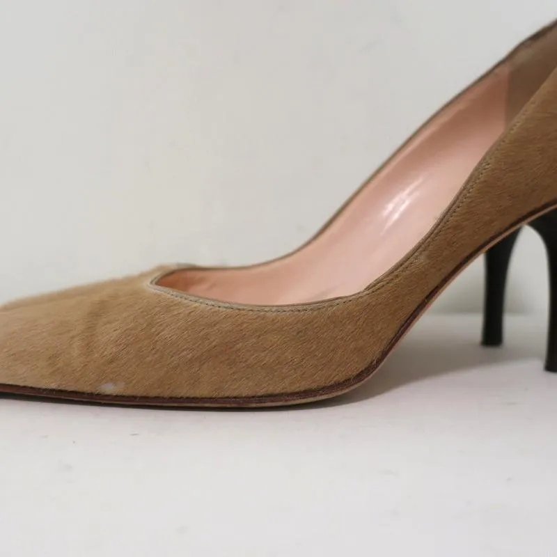 Michael Kors Pumps Beige Ombre Pony Hair Size 8.5 Pointed Toe Heel