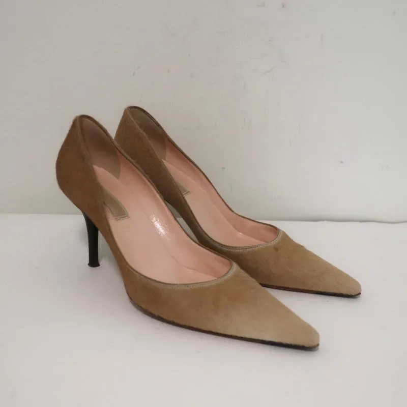 Michael Kors Pumps Beige Ombre Pony Hair Size 8.5 Pointed Toe Heel