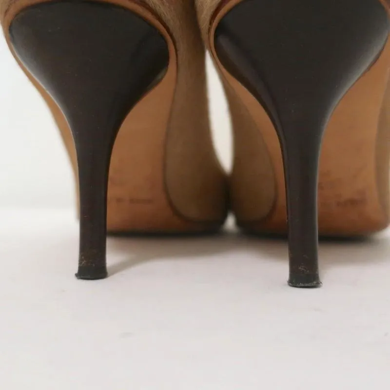 Michael Kors Pumps Beige Ombre Pony Hair Size 8.5 Pointed Toe Heel