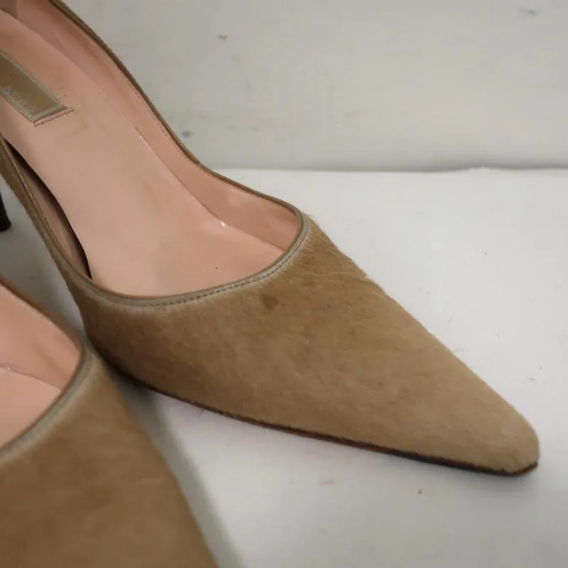 Michael Kors Pumps Beige Ombre Pony Hair Size 8.5 Pointed Toe Heel