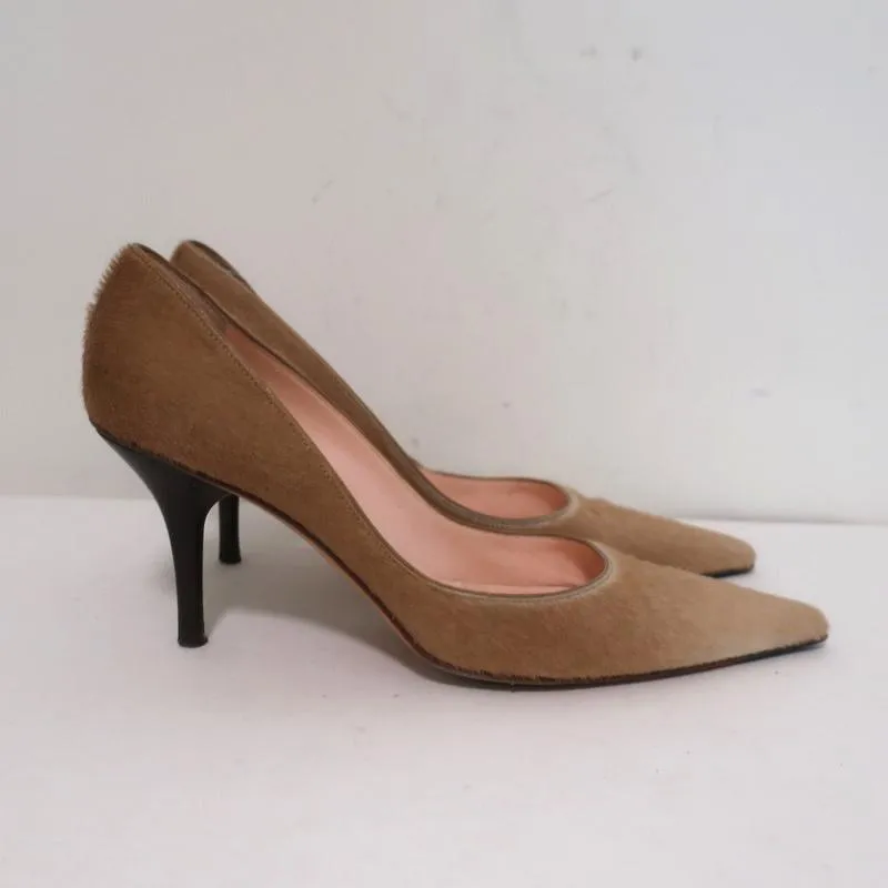 Michael Kors Pumps Beige Ombre Pony Hair Size 8.5 Pointed Toe Heel
