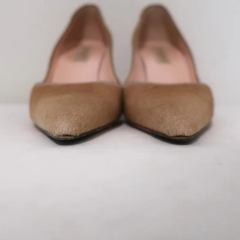 Michael Kors Pumps Beige Ombre Pony Hair Size 8.5 Pointed Toe Heel