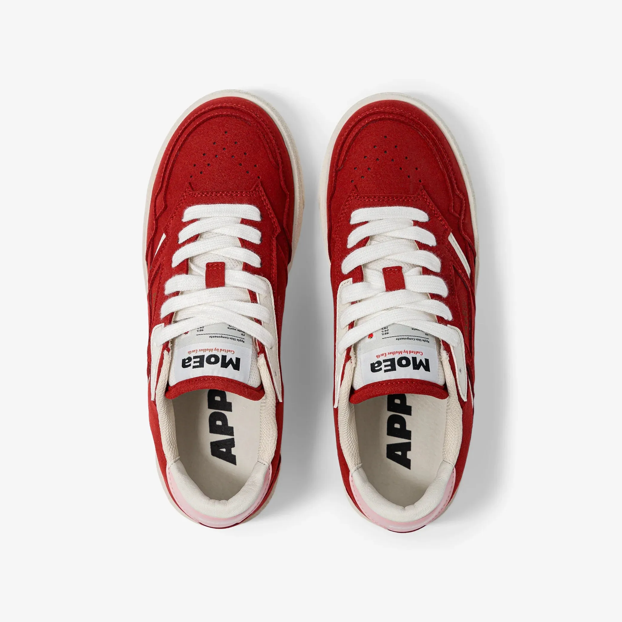 MoEa | GEN9  Apple Vegan Sneakers | Red & Pink Suede