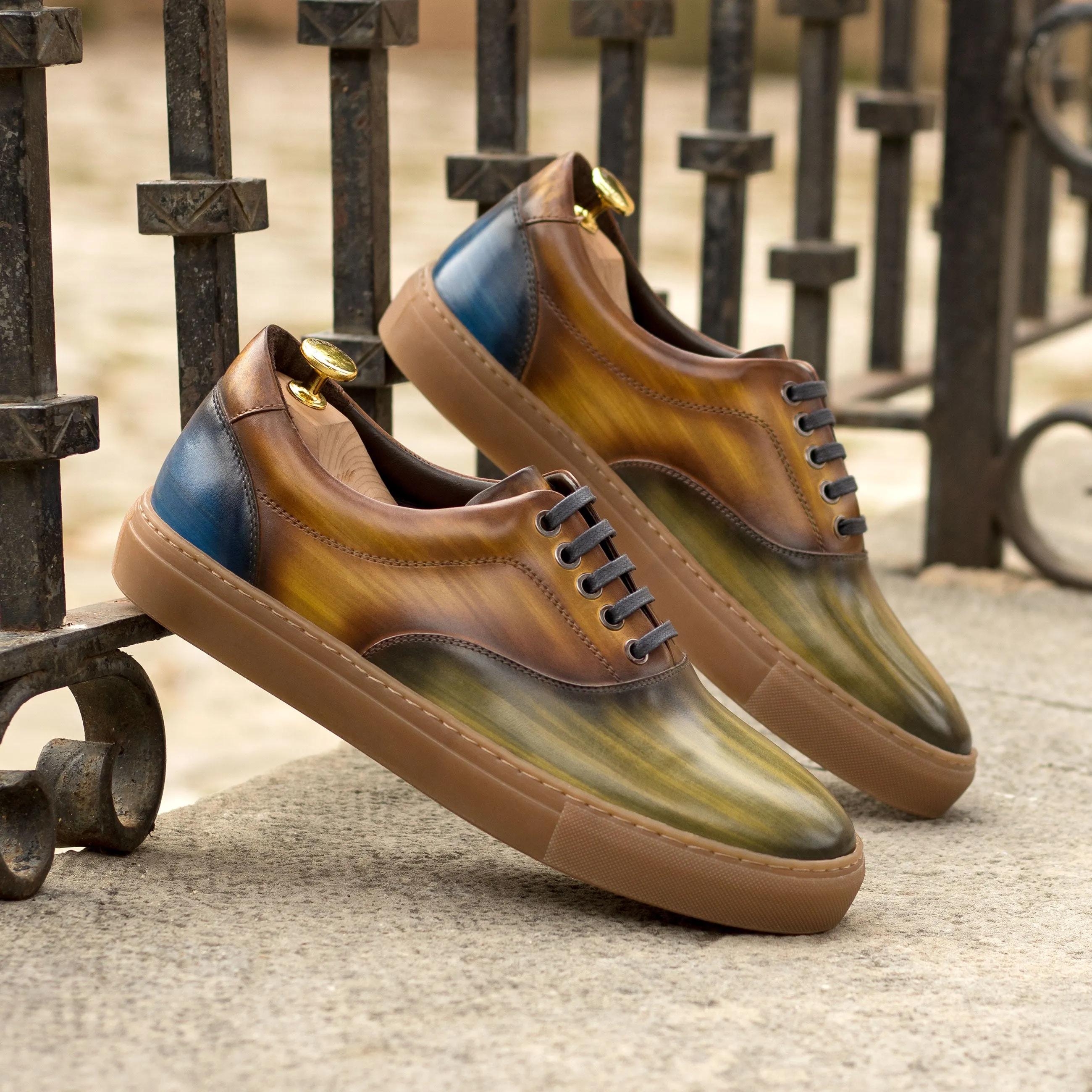 Patina Sneakers For Men and Women, Luxury Leather Sneakers, Plus Size Sneakers
