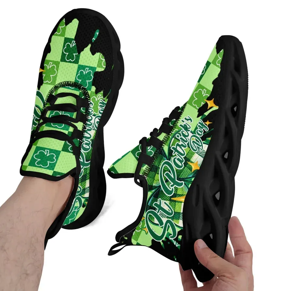 Personalized Irish Spirit Sneakers, Custom Unique Green and White Holiday Shoes, Breathable Unsiex Shoes