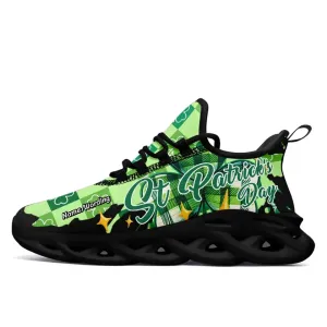Personalized Irish Spirit Sneakers, Custom Unique Green and White Holiday Shoes, Breathable Unsiex Shoes