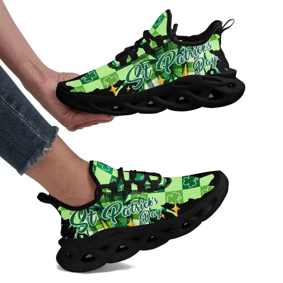 Personalized Irish Spirit Sneakers, Custom Unique Green and White Holiday Shoes, Breathable Unsiex Shoes