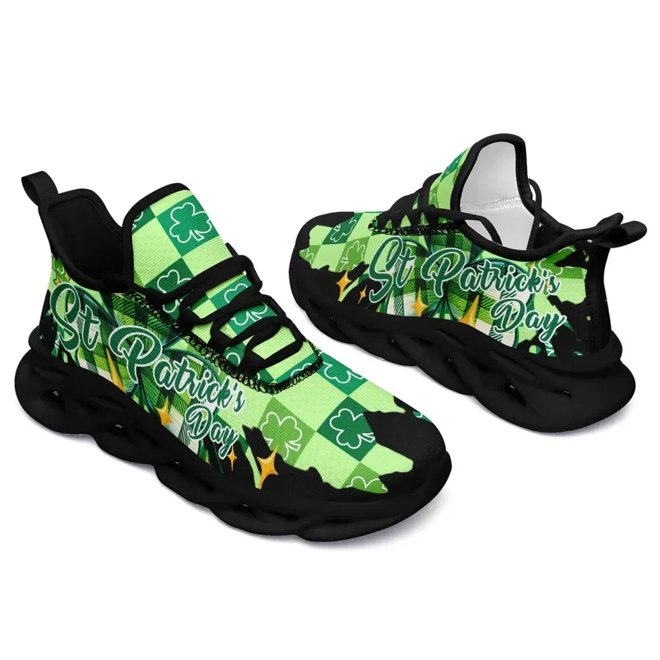 Personalized Irish Spirit Sneakers, Custom Unique Green and White Holiday Shoes, Breathable Unsiex Shoes