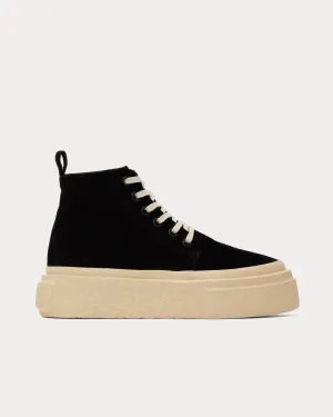 Platform Suede Black High Top Sneakers