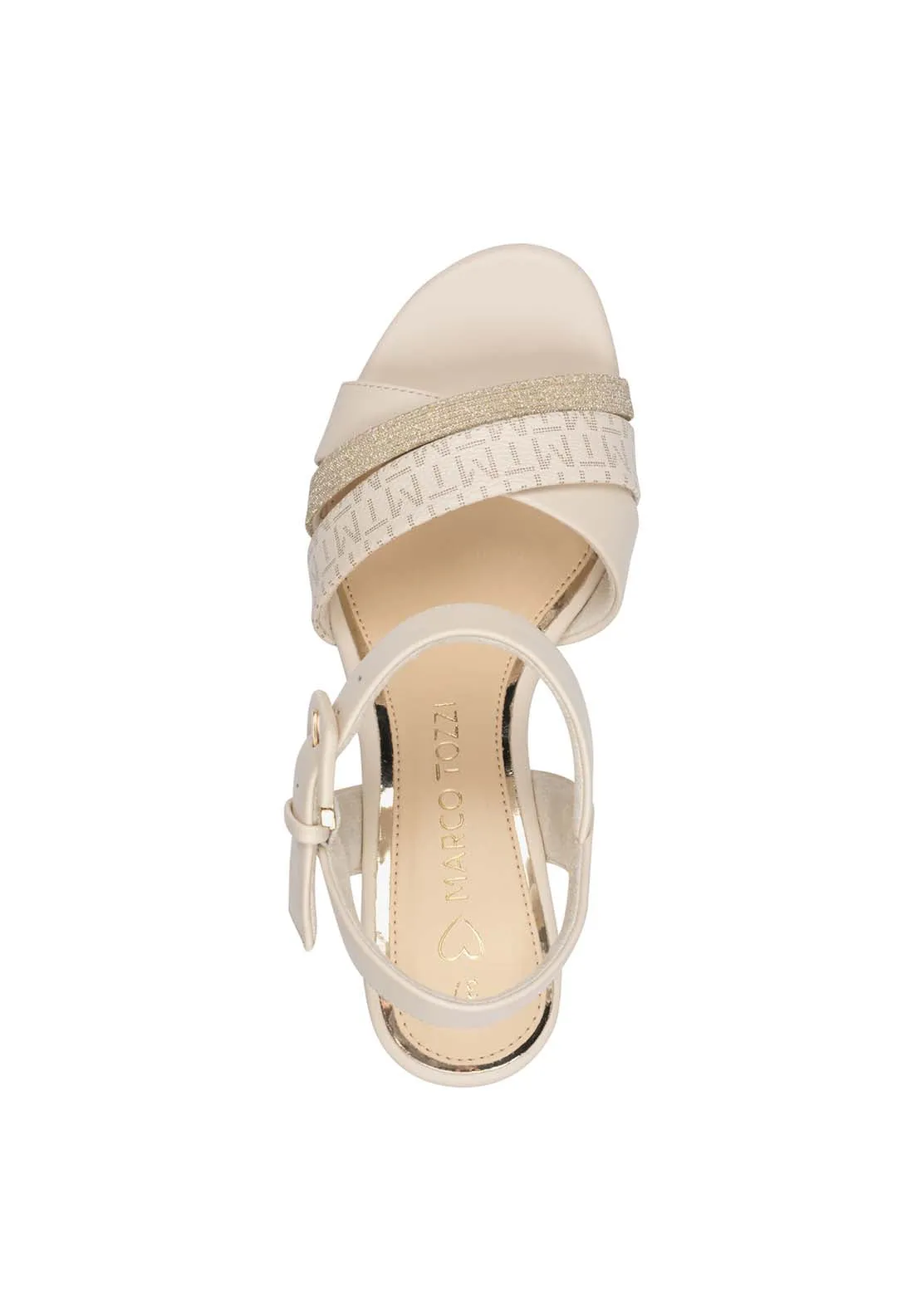 Print Glam Heel Sandal - Cream Comb